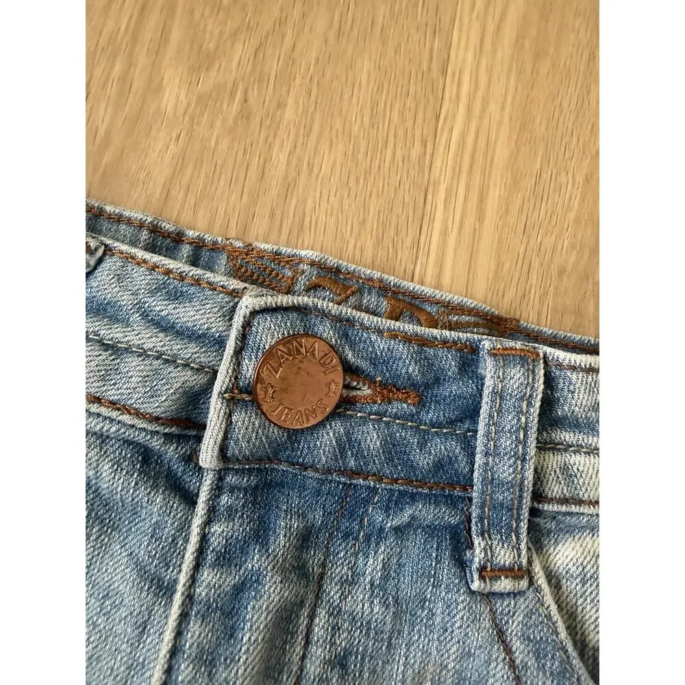 Y2K Zana Di Girls Blue Pink Butterfly Denim Skirt Size 8